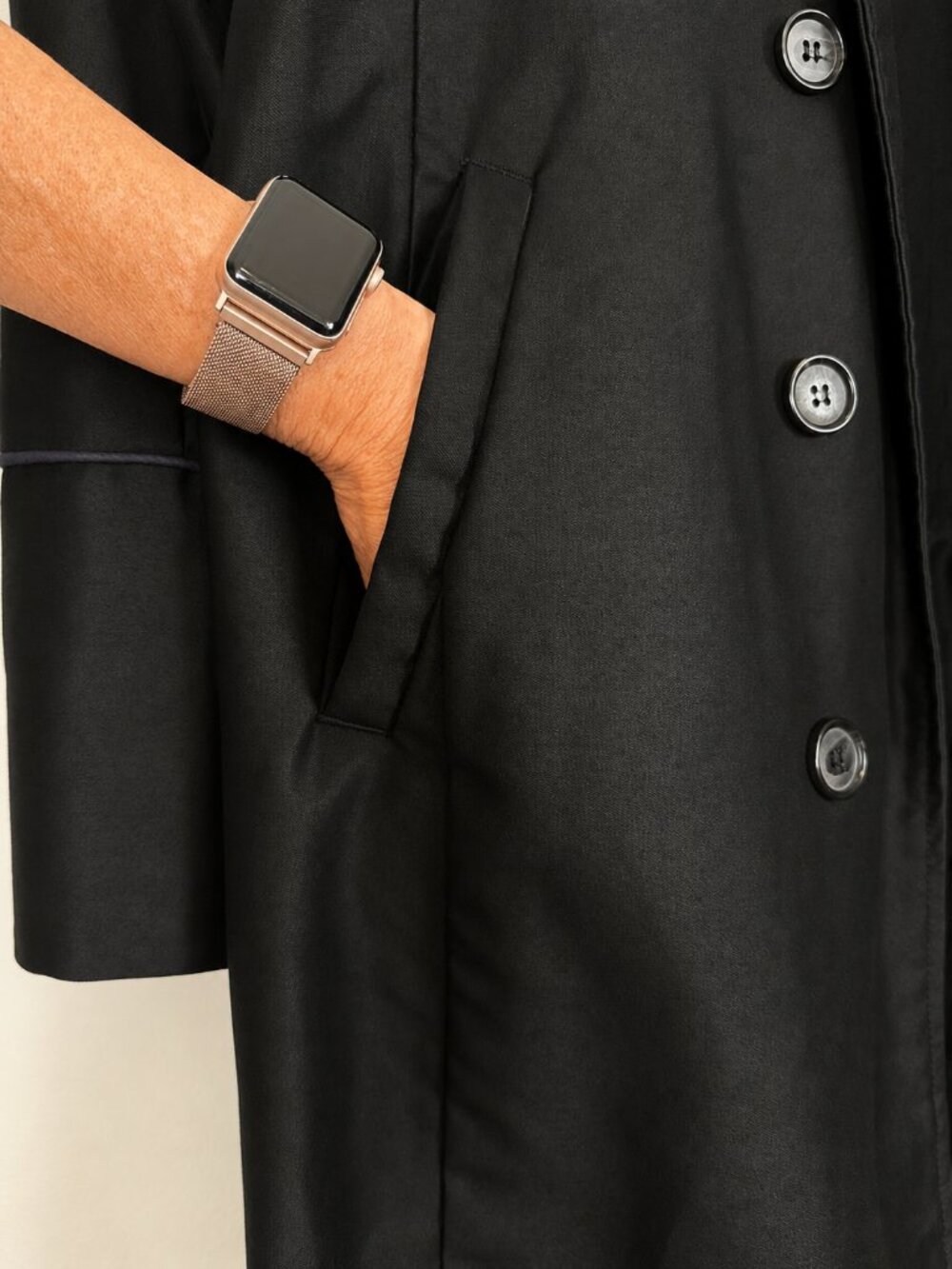 Nice Collective Black Belted Moto Trench Coat Cotton Medium - Picture 13 of 16